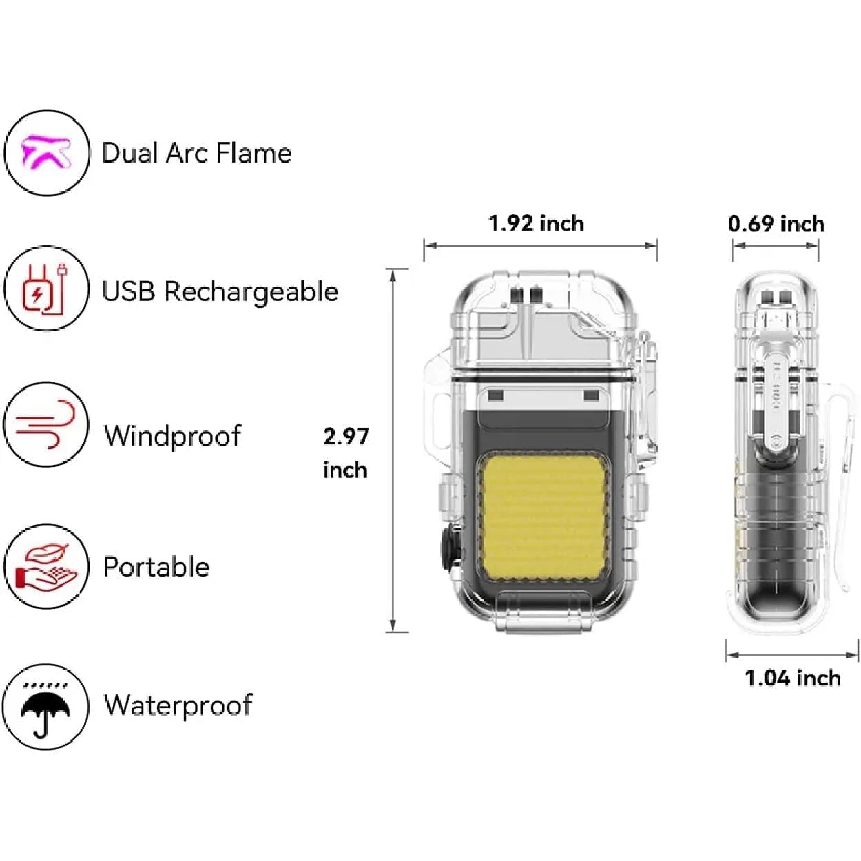 Portable Mini LED Flashlight Lighter  USB Rechargeable