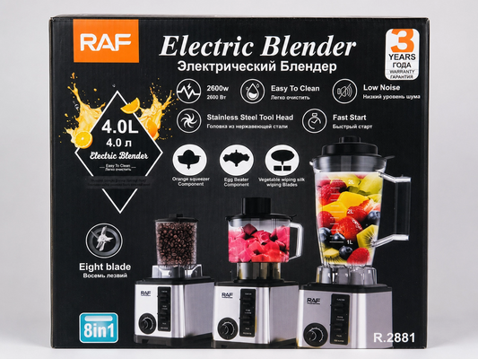RAF 8-in-1 Electric Blender 4.0L  High Power Food Processor & Juicer System