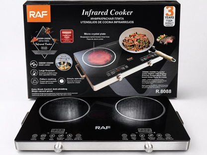 RAF Double Infrared Cooker – 3500W + 3500W High Power Dual Burner Electric Stove
