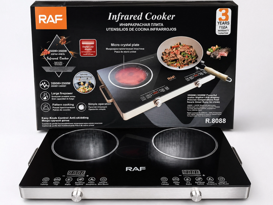 RAF Double Infrared Cooker – 3500W + 3500W High Power Dual Burner Electric Stove