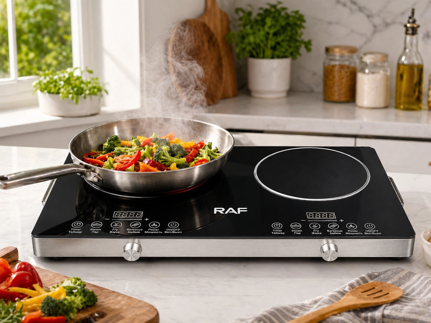 RAF Double Infrared Cooker – 3500W + 3500W High Power Dual Burner Electric Stove