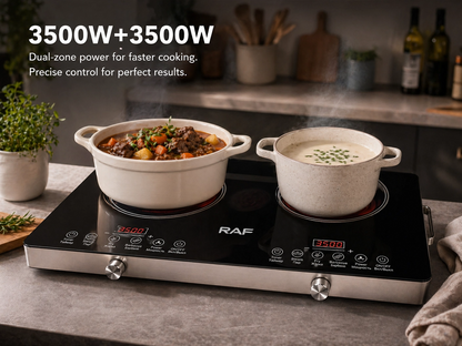 RAF Double Infrared Cooker – 3500W + 3500W High Power Dual Burner Electric Stove