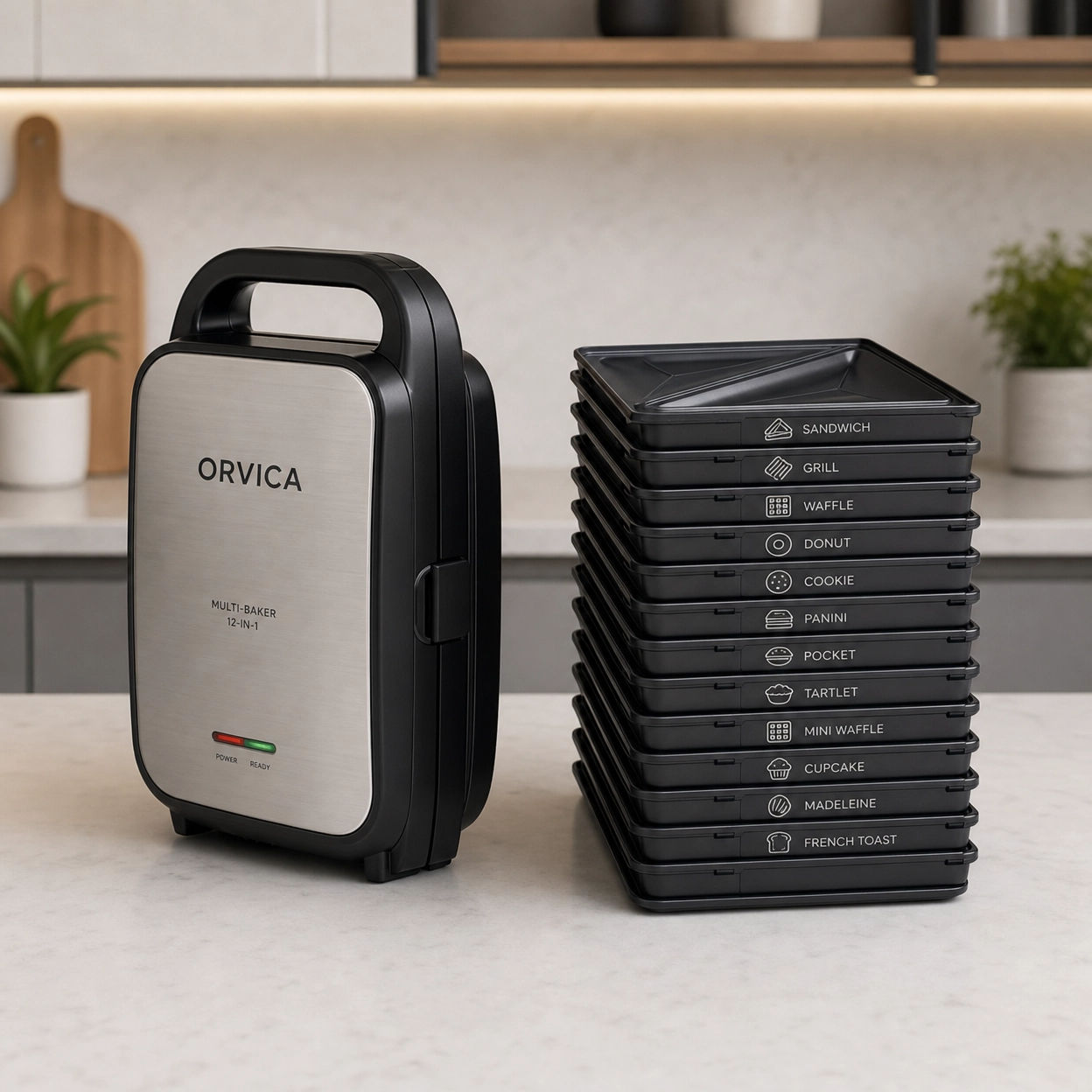 ORVICA 12-in-1 Sandwich Maker – 2000W Multi-Function Non-Stick Grill & Breakfast Maker