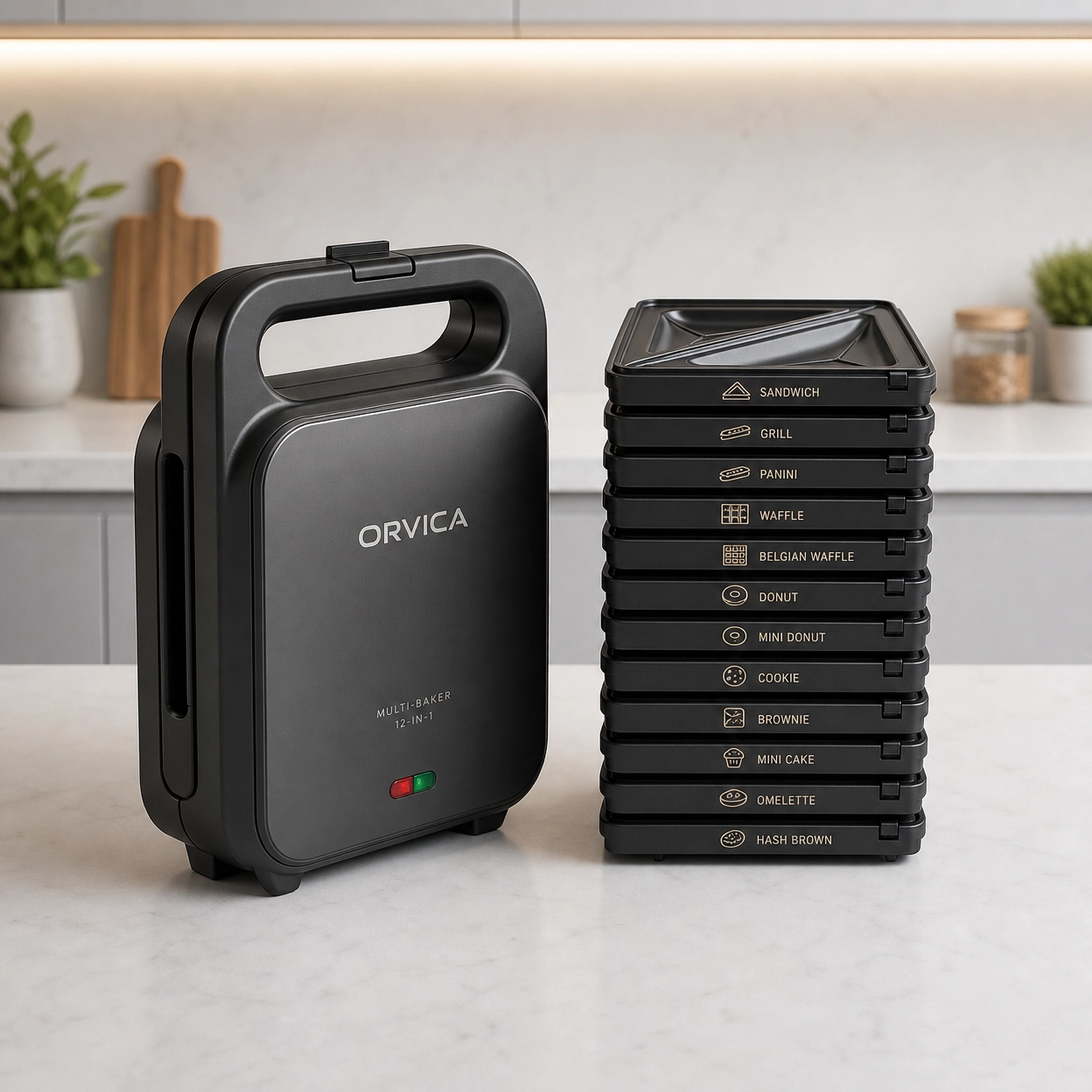 ORVICA 12-in-1 Sandwich Maker – 2000W Multi-Function Non-Stick Grill & Breakfast Maker