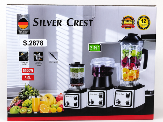 Silver Crest 3-in-1 Blender & Food Processor  High Power 3.0L Multi-Function Kitchen System